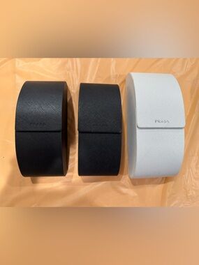 Prada Black & White Saffiano Leather Sunglass Case Set